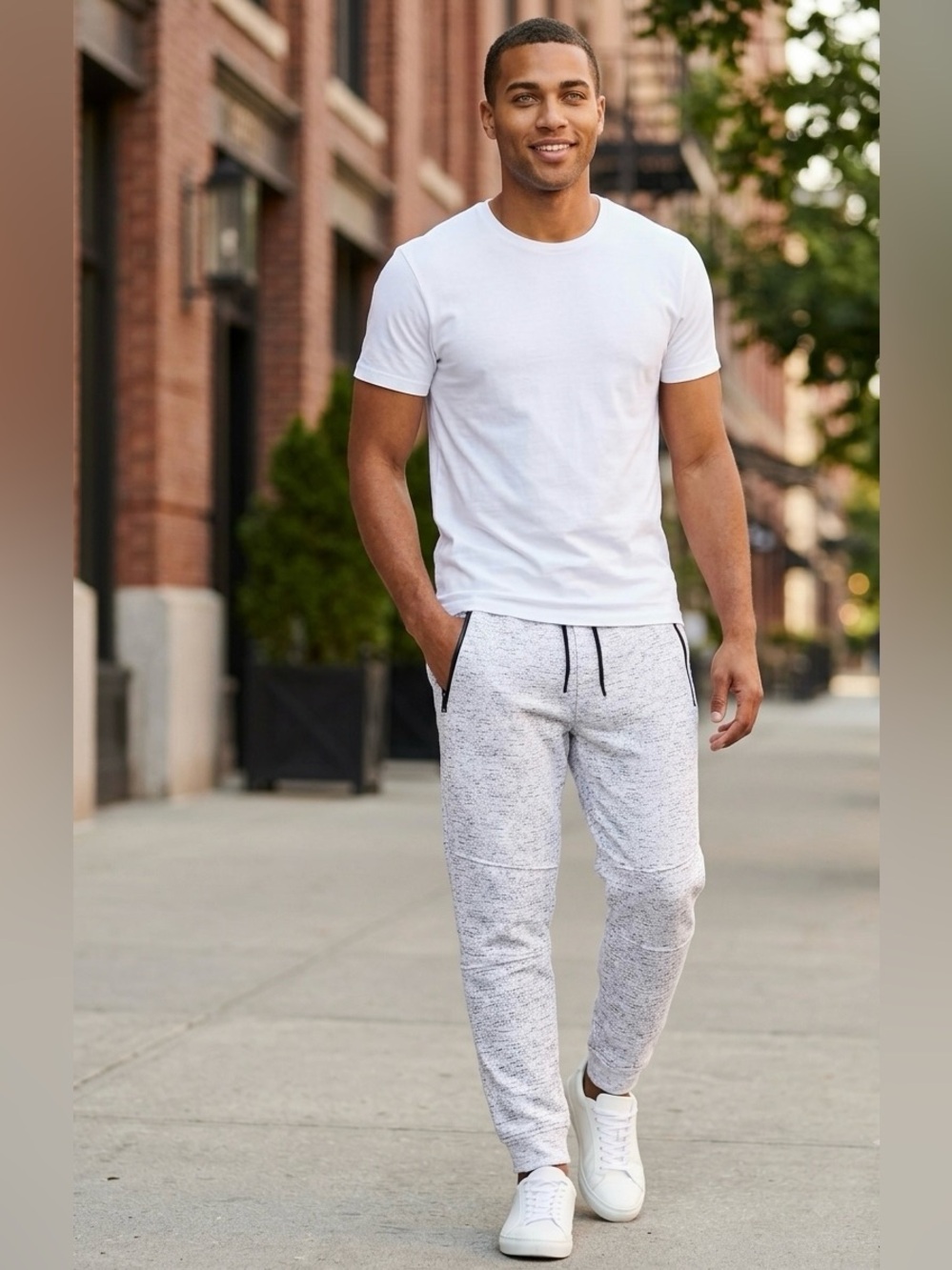Brooklyn Cloth White Joggers with Black Speckle